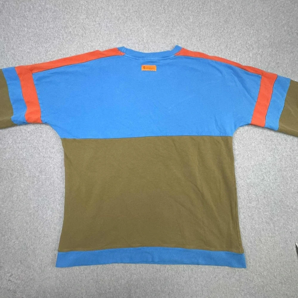 Cotopaxi Bandera Sweatshirt Crewneck Men's Large Blue Colorblock Organic LOGO‎